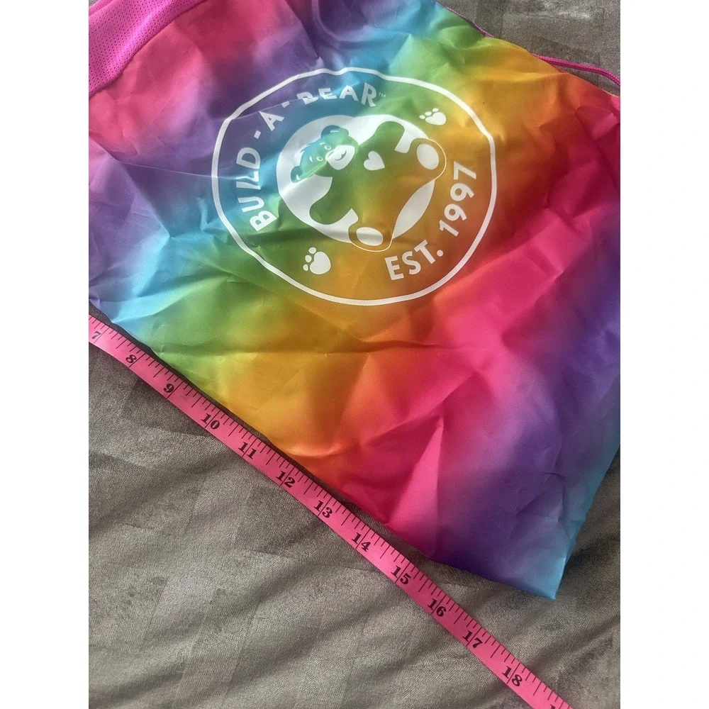 Build-A-Bear Workshop Rainbow Drawstring Backpack Cinch‎ Sack Bag Kids Pink Logo